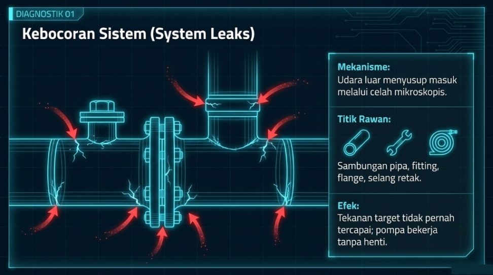 kebocoran sistem vakum menyebabkan vacuum pressure tak normal