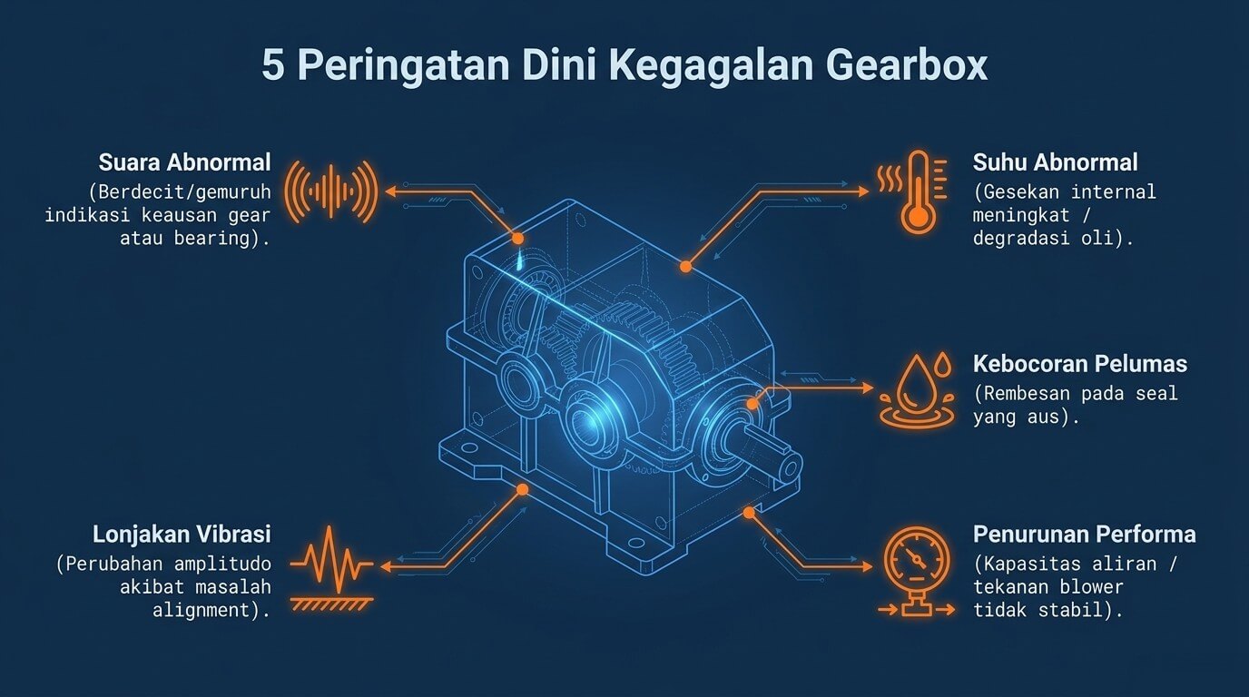 gearbox rootsblower - tanda bermasalah